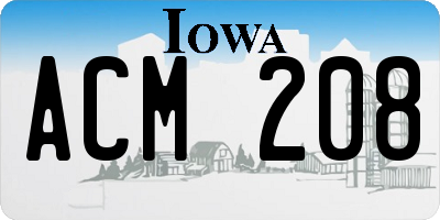 IA license plate ACM208