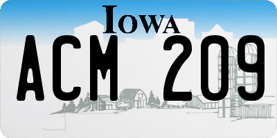 IA license plate ACM209