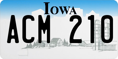 IA license plate ACM210