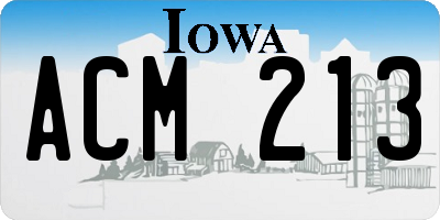IA license plate ACM213