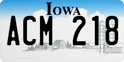 IA license plate ACM218