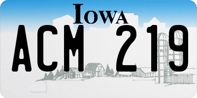IA license plate ACM219