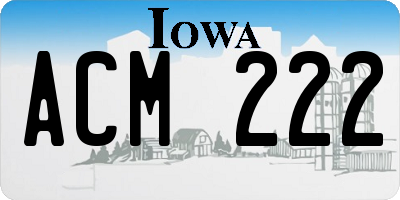 IA license plate ACM222