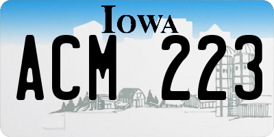 IA license plate ACM223