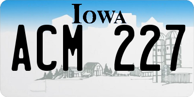 IA license plate ACM227