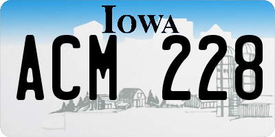 IA license plate ACM228