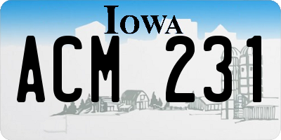 IA license plate ACM231