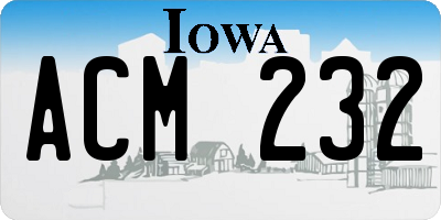 IA license plate ACM232