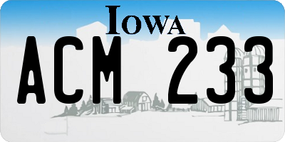 IA license plate ACM233