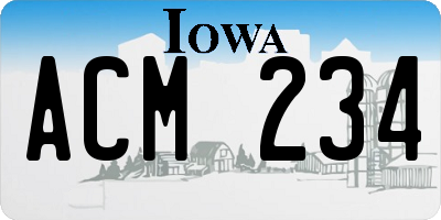 IA license plate ACM234