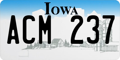 IA license plate ACM237