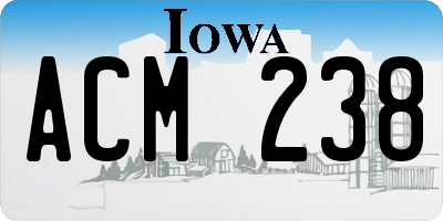 IA license plate ACM238