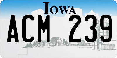 IA license plate ACM239
