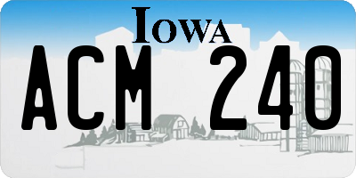 IA license plate ACM240