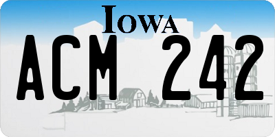 IA license plate ACM242