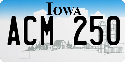 IA license plate ACM250