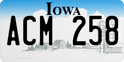 IA license plate ACM258