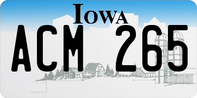 IA license plate ACM265