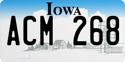 IA license plate ACM268