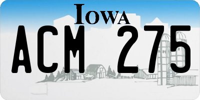 IA license plate ACM275