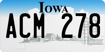 IA license plate ACM278