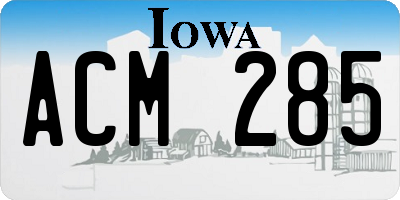 IA license plate ACM285