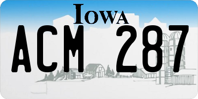 IA license plate ACM287