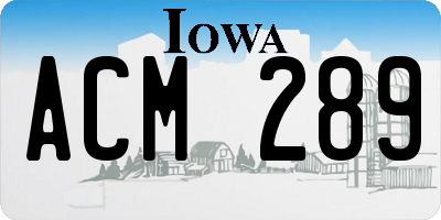 IA license plate ACM289