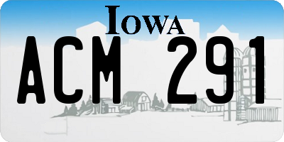IA license plate ACM291