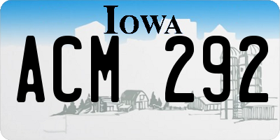 IA license plate ACM292