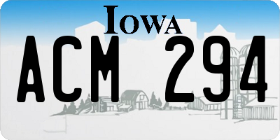 IA license plate ACM294
