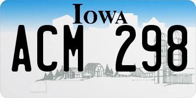 IA license plate ACM298