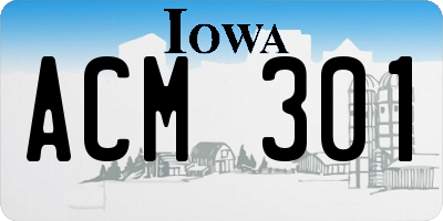 IA license plate ACM301