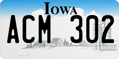 IA license plate ACM302