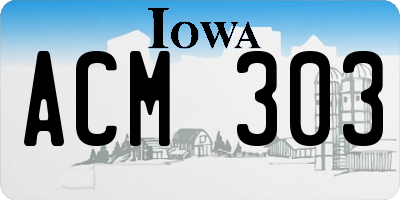 IA license plate ACM303