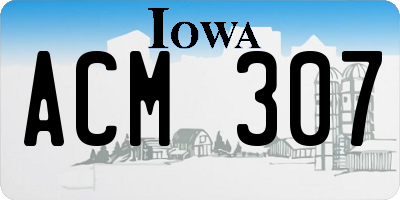 IA license plate ACM307