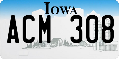 IA license plate ACM308