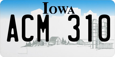 IA license plate ACM310