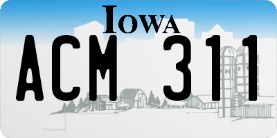 IA license plate ACM311
