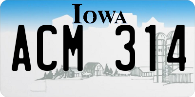 IA license plate ACM314