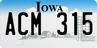 IA license plate ACM315