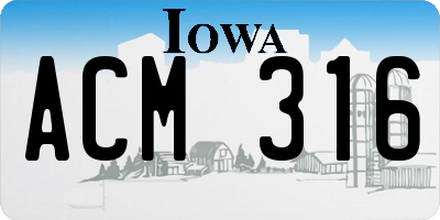 IA license plate ACM316