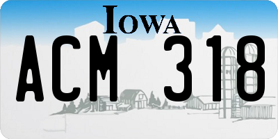 IA license plate ACM318