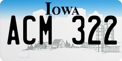 IA license plate ACM322