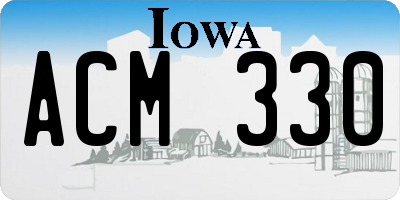 IA license plate ACM330