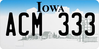 IA license plate ACM333