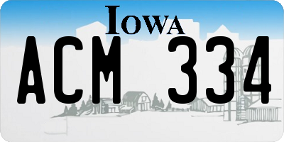 IA license plate ACM334