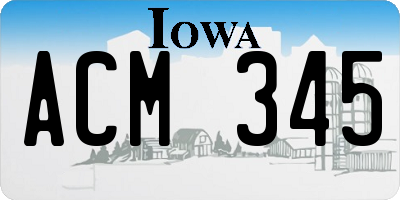 IA license plate ACM345