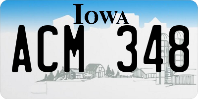 IA license plate ACM348