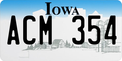 IA license plate ACM354